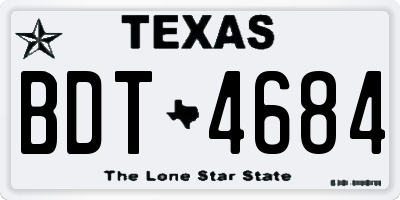 TX license plate BDT4684