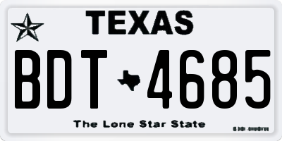 TX license plate BDT4685