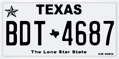 TX license plate BDT4687