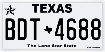 TX license plate BDT4688