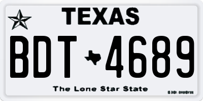 TX license plate BDT4689