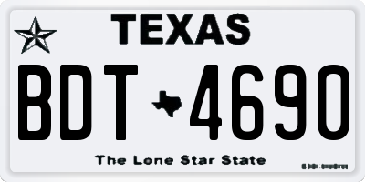 TX license plate BDT4690