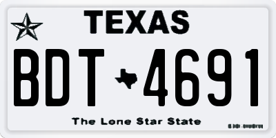 TX license plate BDT4691