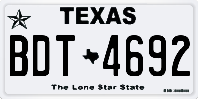 TX license plate BDT4692