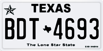 TX license plate BDT4693
