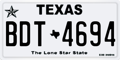 TX license plate BDT4694