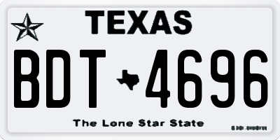 TX license plate BDT4696