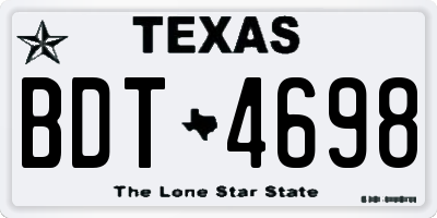 TX license plate BDT4698
