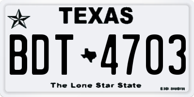 TX license plate BDT4703