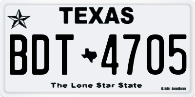 TX license plate BDT4705