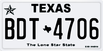 TX license plate BDT4706