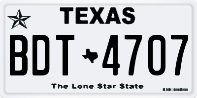 TX license plate BDT4707