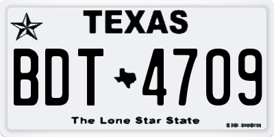 TX license plate BDT4709