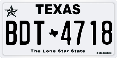 TX license plate BDT4718