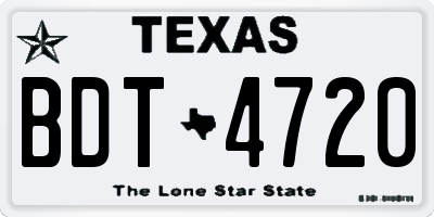 TX license plate BDT4720