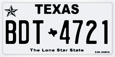 TX license plate BDT4721