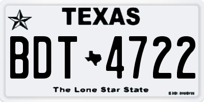 TX license plate BDT4722
