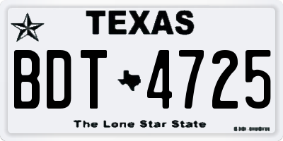 TX license plate BDT4725