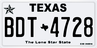TX license plate BDT4728