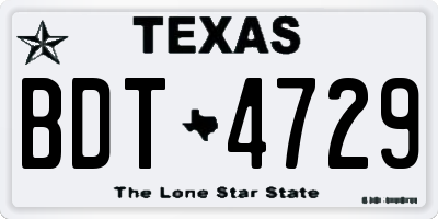 TX license plate BDT4729