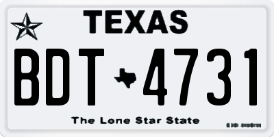 TX license plate BDT4731