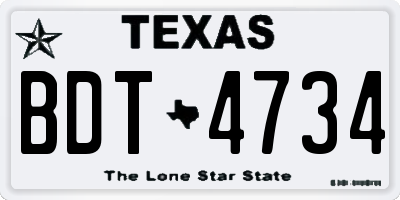 TX license plate BDT4734