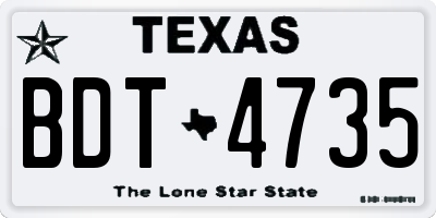 TX license plate BDT4735