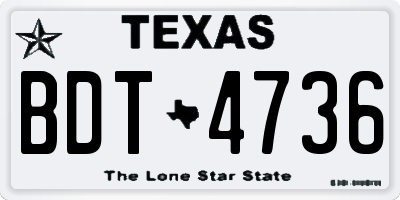 TX license plate BDT4736