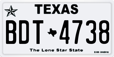 TX license plate BDT4738