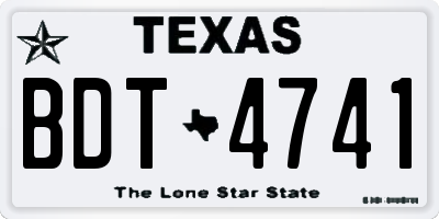 TX license plate BDT4741