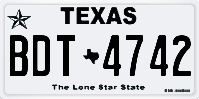 TX license plate BDT4742