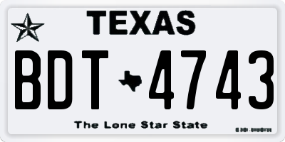 TX license plate BDT4743