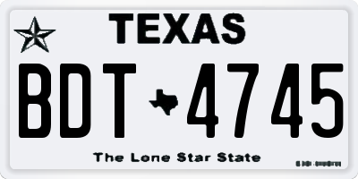 TX license plate BDT4745