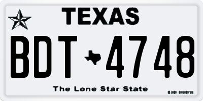 TX license plate BDT4748