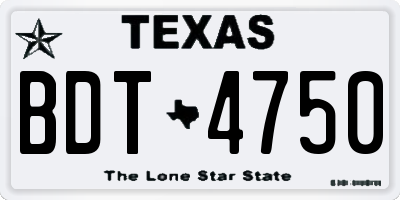TX license plate BDT4750