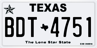 TX license plate BDT4751