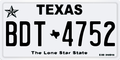 TX license plate BDT4752