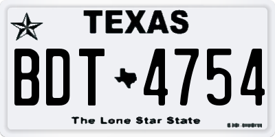 TX license plate BDT4754