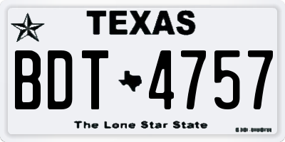 TX license plate BDT4757