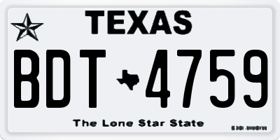 TX license plate BDT4759