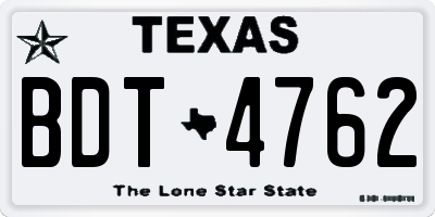 TX license plate BDT4762