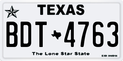 TX license plate BDT4763