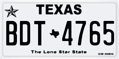 TX license plate BDT4765