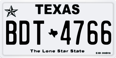 TX license plate BDT4766