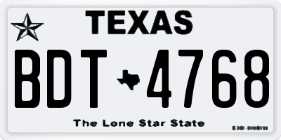 TX license plate BDT4768