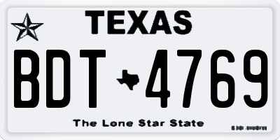 TX license plate BDT4769