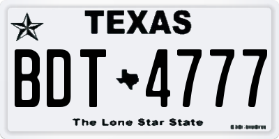 TX license plate BDT4777