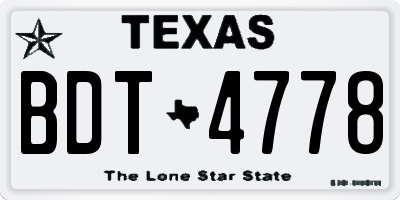 TX license plate BDT4778
