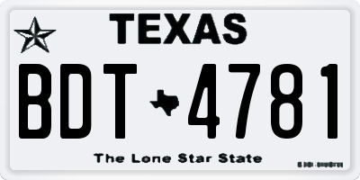 TX license plate BDT4781