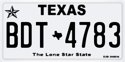 TX license plate BDT4783